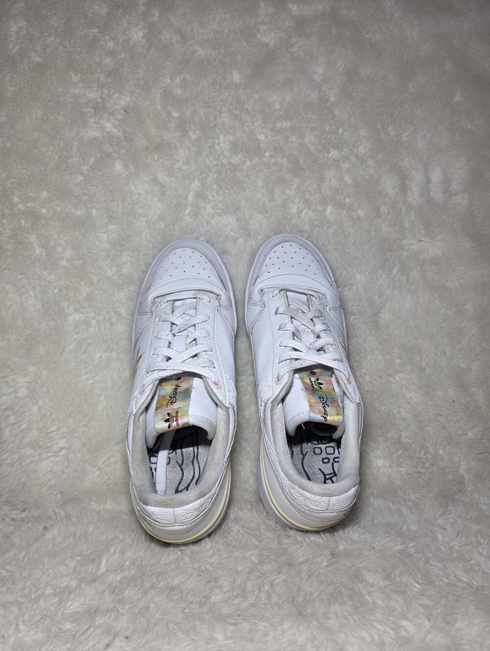 Adidas x Disney Forum Bold Platform Sneakers White Floral Rose Belle Sz 8 GW8571 - Picture 6 of 10
